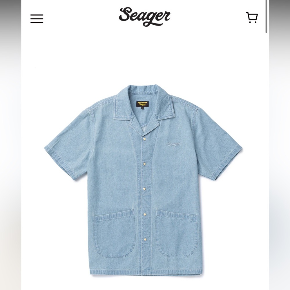Seager Men’s Southpaw Whippersnapper Chambray Denim Button-up shirt in size XXL